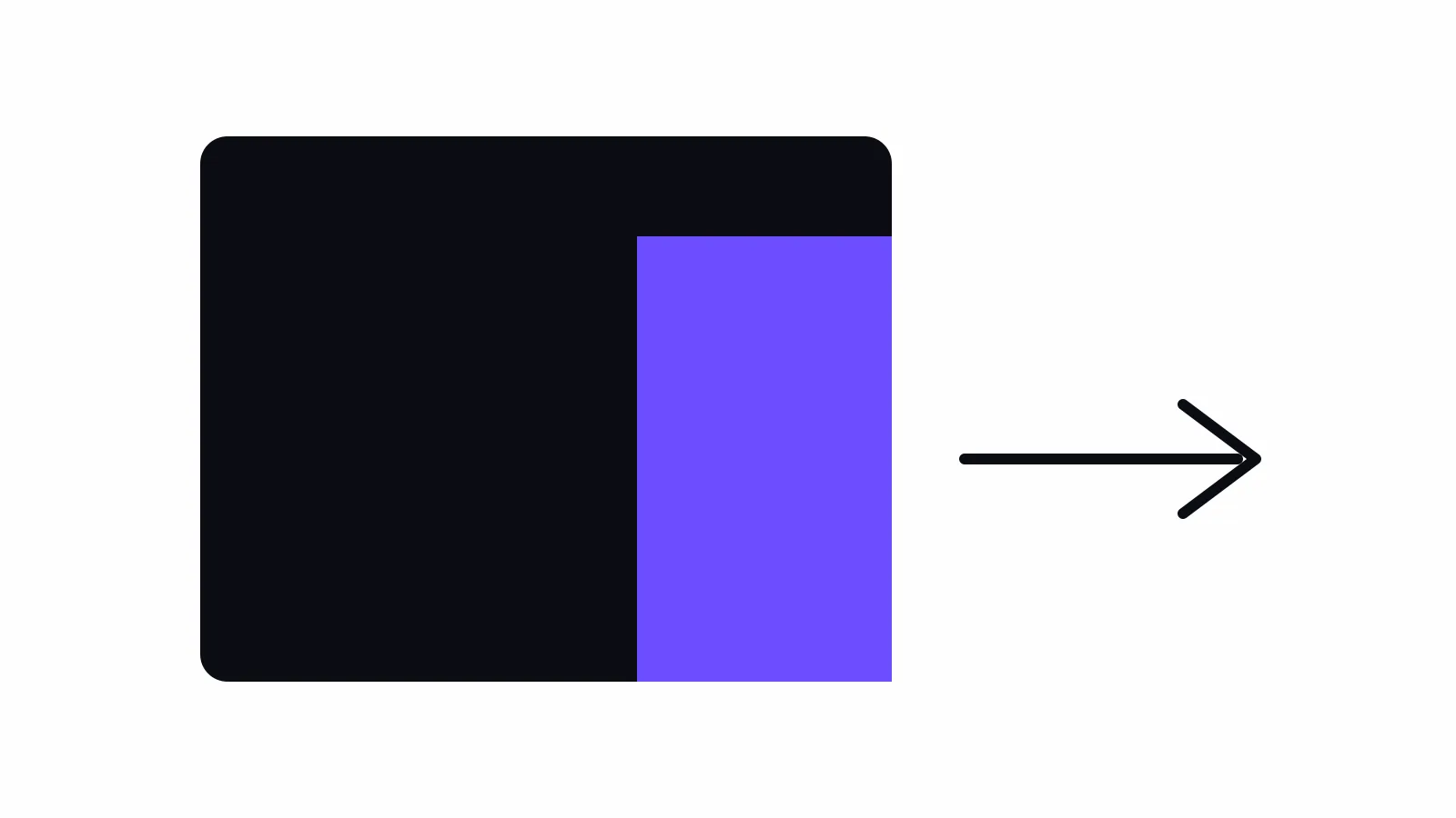 Can a chatbot really replace live agents? Mostly no: a large dark rectangle with a brand-coloured doorway cut into it and an arrow leading out to the right